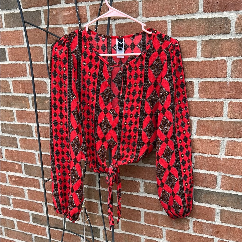 Windsor Red and Black Crop Blouse